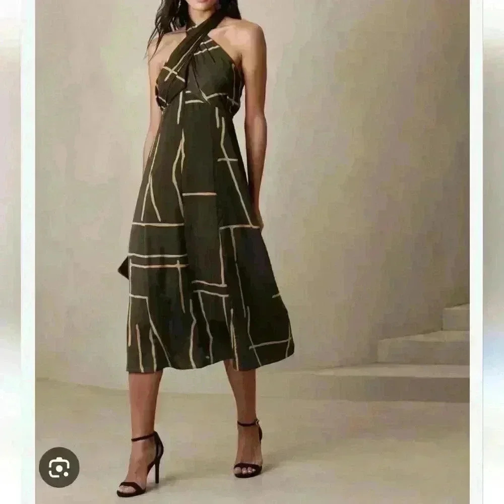 BANANA REPUBLIC HALTER MIDI DRESS